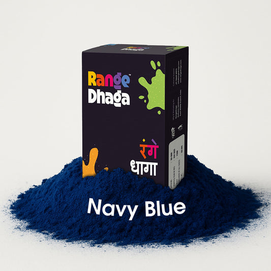 Fabric Dye, Shade Navy Blue, Pack of 5 Single Color Pouches - rangedhaga