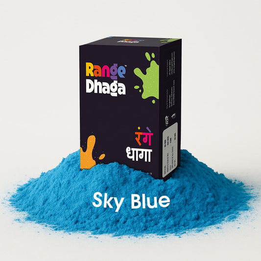 Fabric Dye, Shade Sky Blue, Pack of 5 Single Color Pouches - rangedhaga