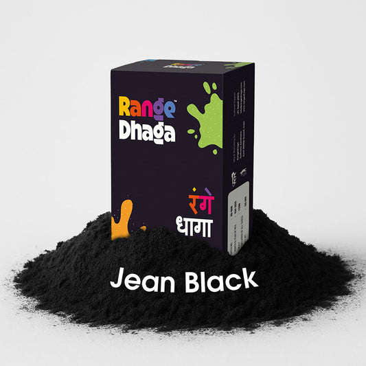 Rangedhaga Fabric Dye colors, Shade Jeans Black, Pack of 5 Single Color Pouches with dye fixer - rangedhaga