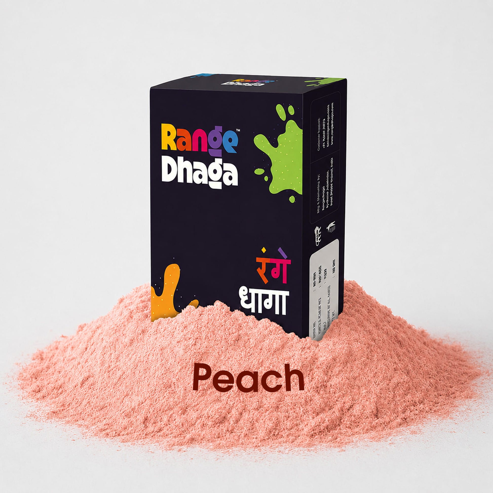 Peach fabric dye and fixer sachets from Rangedhaga, shown in a 5-pack for vibrant color treatment on textiles.