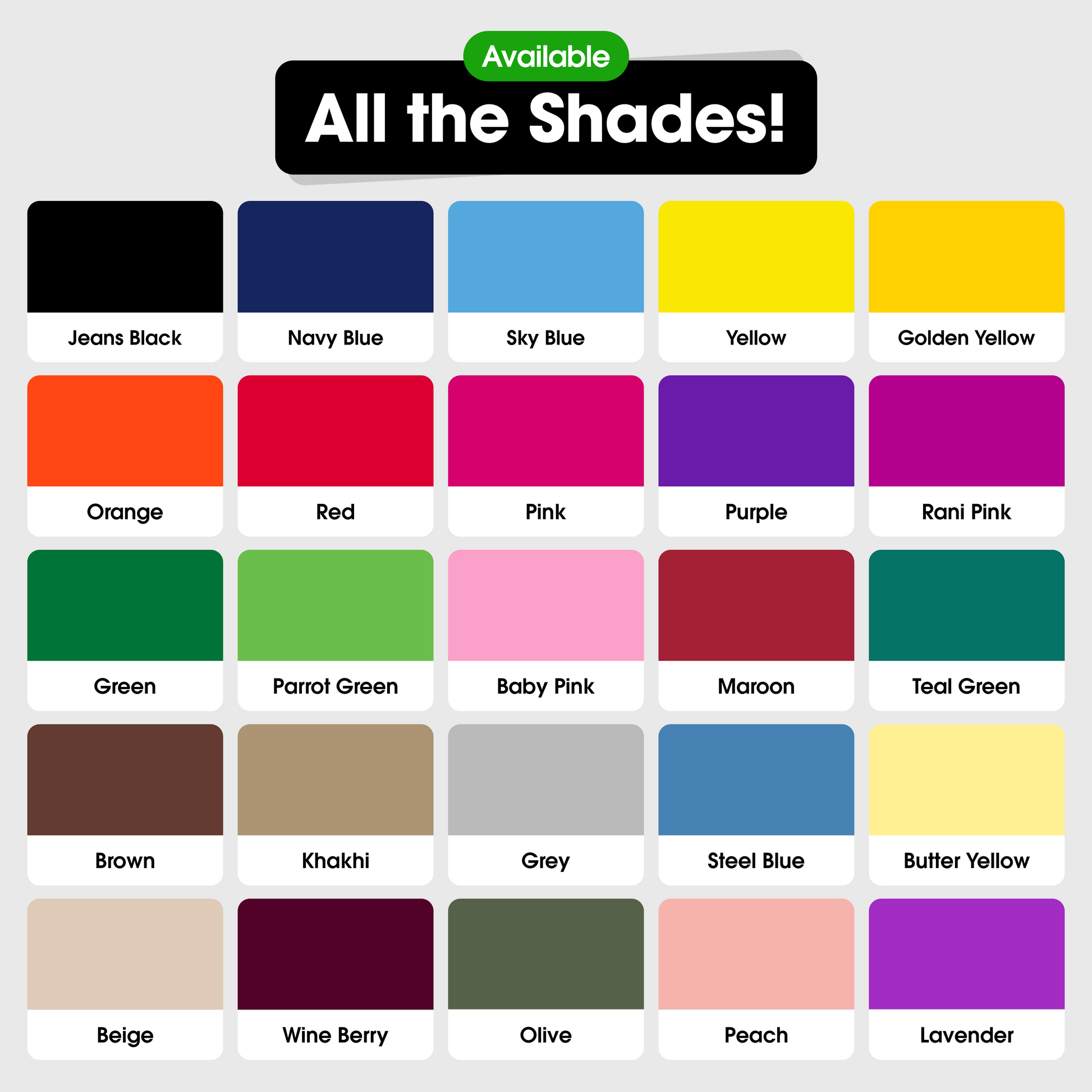 Rangedhaga Fabric Dye colors All the Shade card, Available Single Color Pouches with dye fixer - rangedhaga