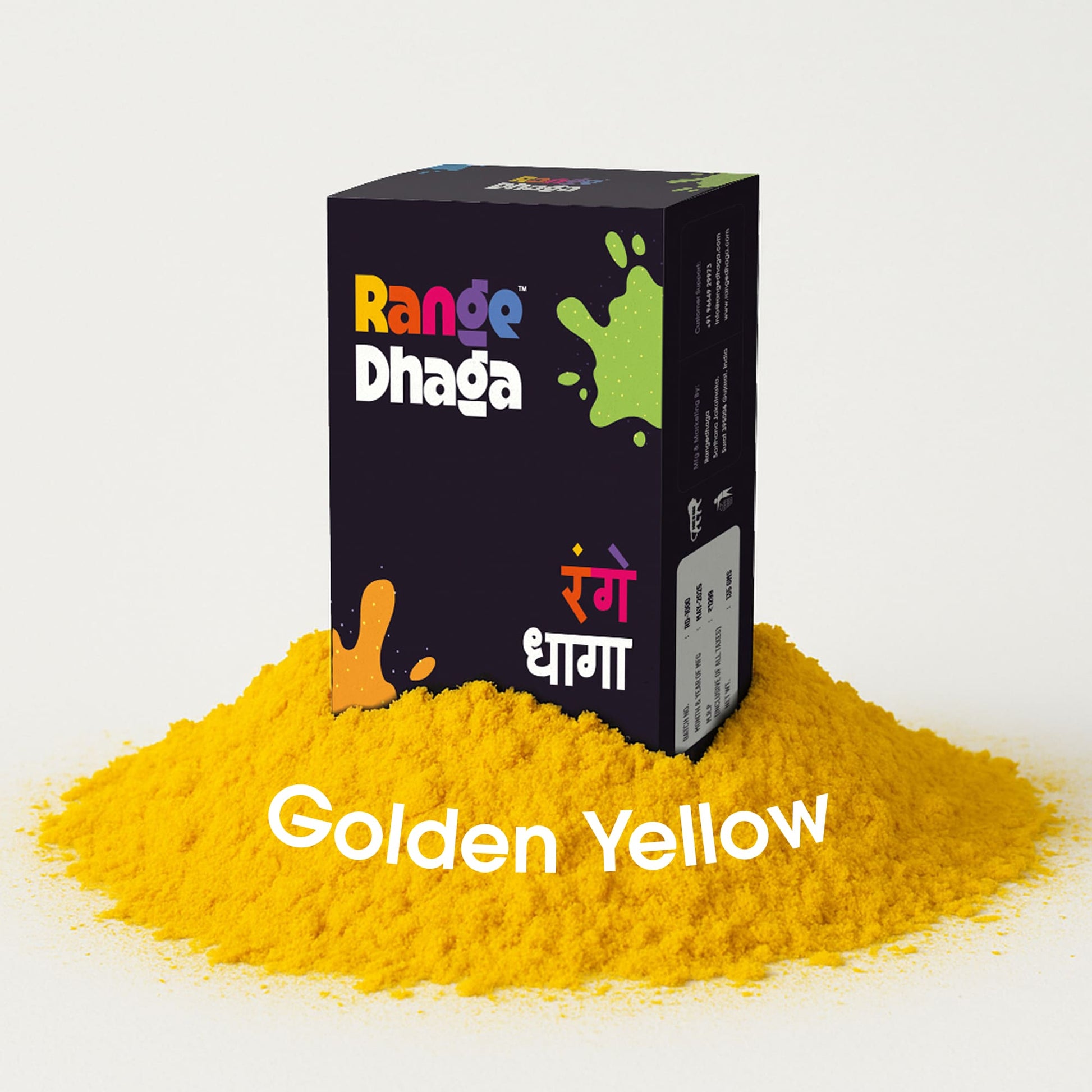Rangedhaga Fabric Dye colors, Shade of Golden Yellow, Pack of 5 Single Color Pouches with dye fixer - rangedhaga